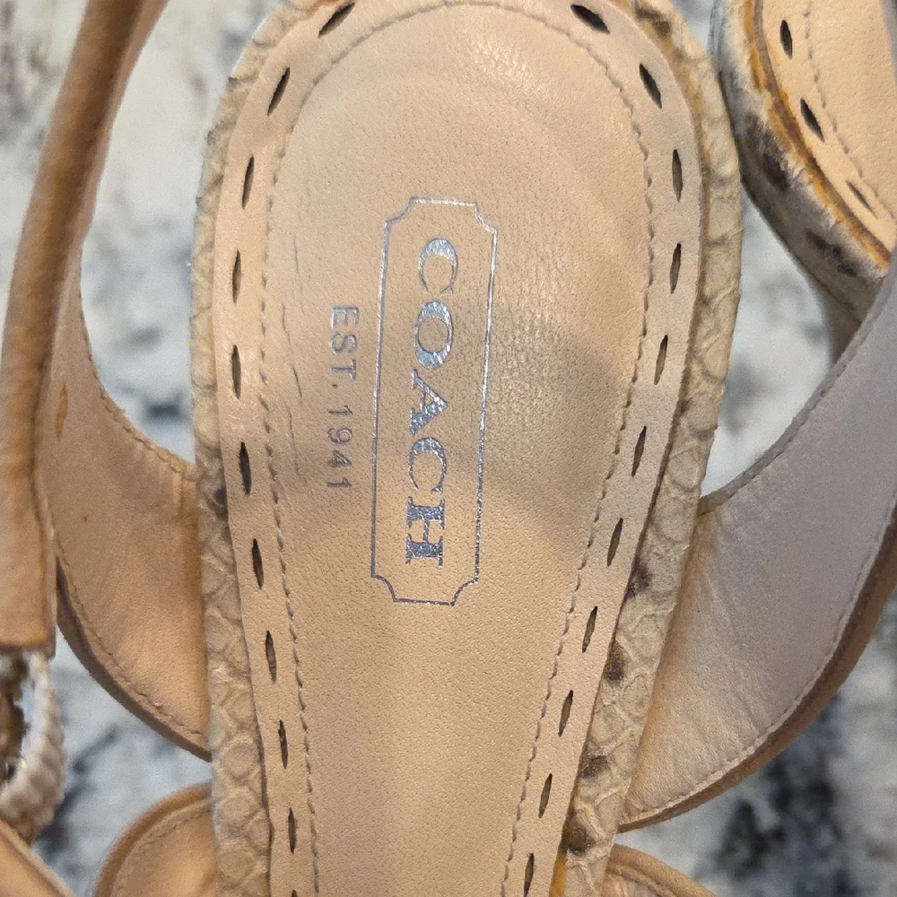 Coach Snakeskin Strappy Heels in Tan and Brown - Picture 2 of 10